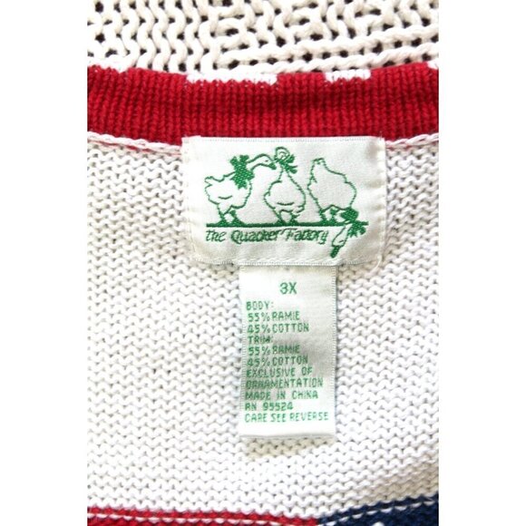 Quacker Factory Stars sequins Patriotic American Flag Sweater 3X Short Sleeve - Picture 6 of 11